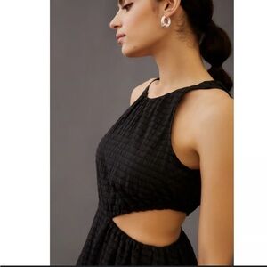 Maeve Black Textured Cutout Mini Dress